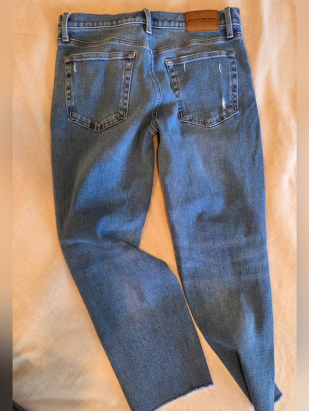 Lucky Brand Relaxed Taper Jeans 6/28 Distressed Raw Hem Straight Leg Boyfriend - Picture 11 of 13